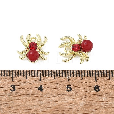 Alloy & ABS Plastic Pearl & Rhinestone Pendants Spider Charms PL-CBA5609-02G-A-1