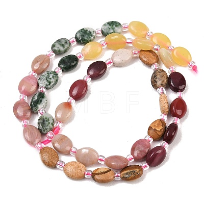 Natural Green Spot Jasper & Mookaite & Picture Jasper & Rhodonite & Lemon Jade Beads Strands G-Z135-A09-1