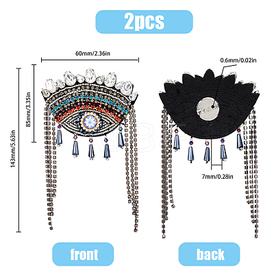 2Pcs Detachable Ethnic Style Evil Eye Appliques DIY-FH0005-95-1