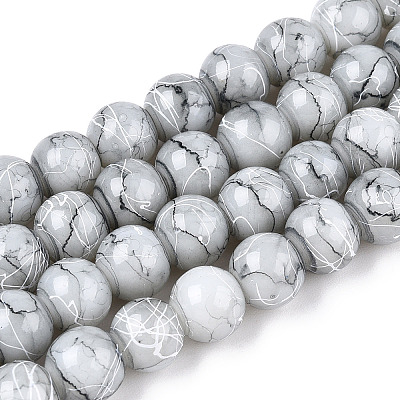 Drawbench Glass Round Beads GLAD-WH0001-01-10-1