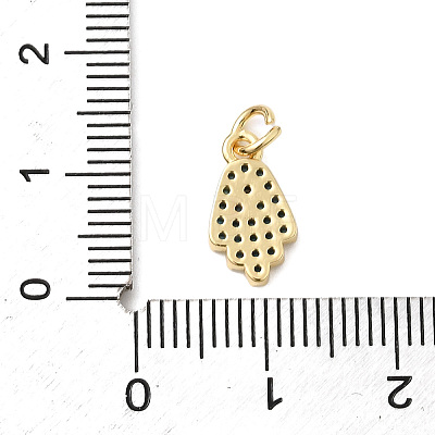 Brass Micro Pave Cubic Zirconia Hamsa Hand Charms KK-H529-13G-1
