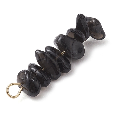 Gradient Color Natural Smoky Quartz & Natural Obsidian & Natural Labradorite Chip Beaded Pendants PALLOY-JF02795-07-1