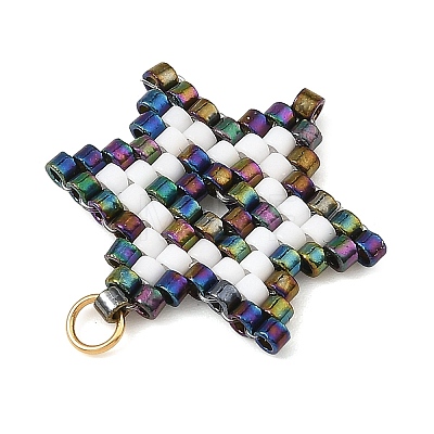 Glass Seed Beads Pendants PALLOY-MZ01457-02-1