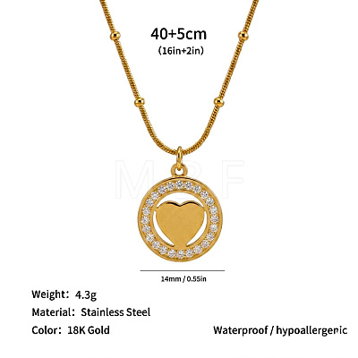 304 Stainless Steel Crystal Rhinestone Ring Pendant Necklaces WG906B2-05-1
