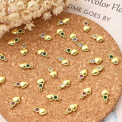 30Pcs Brass Micro Pave Cubic Zirconia Pendants ZIRC-CJ0001-19-1