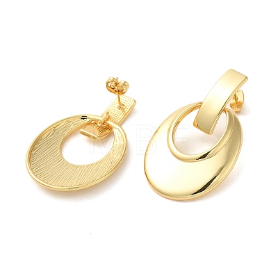 Real 18K Gold Plated Brass Dangle Stud Earrings EJEW-G382-21C-G-1