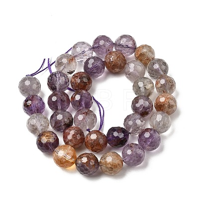 Natural Purple Phantom Quartz Purple Lodolite Quartz Round Beads Strands G-Z127-B01-12mm-1