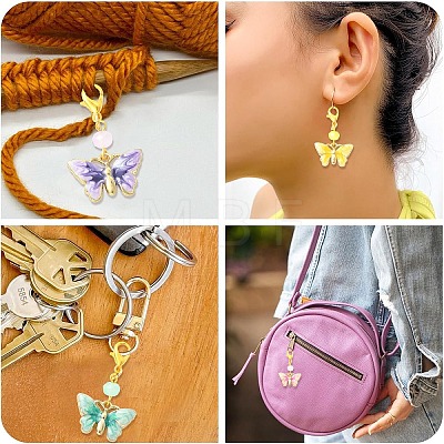 10Pcs 5 Colors Alloy Enamel Pendant Decorations HJEW-YW00459-1