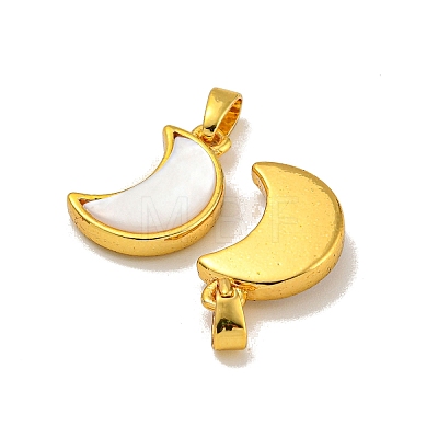 Rack Plating Brass Natural White Shell Pendants KK-U025-06G-01-1