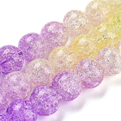 Spray Painted Crackle Glass Beads Strands DGLA-C002-10mm-07-1