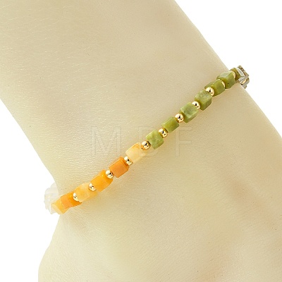 Natural Unakite & Quartz Crystal & Chinese Southern Jade & Yellow Aventurine & Sesame Jasper & Brass Beaded Anklets AJEW-AN00879-1