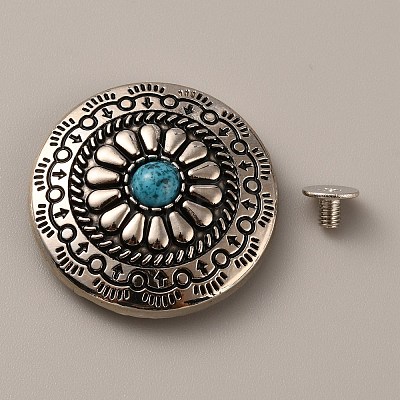 Alloy & Turquoise Craft Solid Screw Rivet FIND-WH0127-88C-1