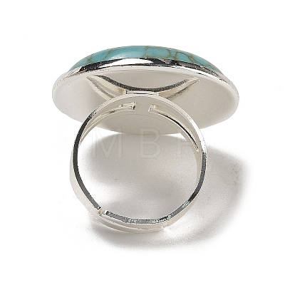 Synthetic Turquoise Round Adjustable Rings RJEW-K371-09S-16-1