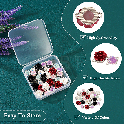 28Pcs 7 Styles Flower Resin Connector Charms RESI-TA0002-11-1