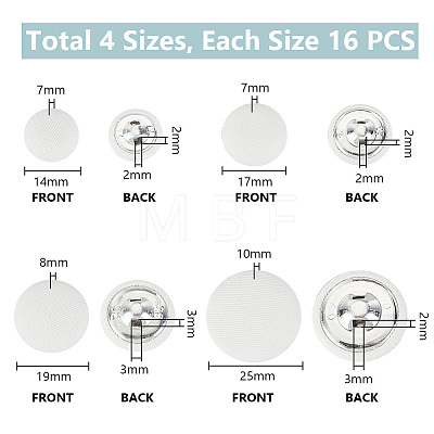   64Pcs 4 Style Cloth Shank Buttons BUTT-PH0001-26B-1