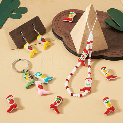 20Pcs 10 Styles Fruit Theme Boot Baking Paint Glass Enamel Beads LAMP-TA0002-78C-1