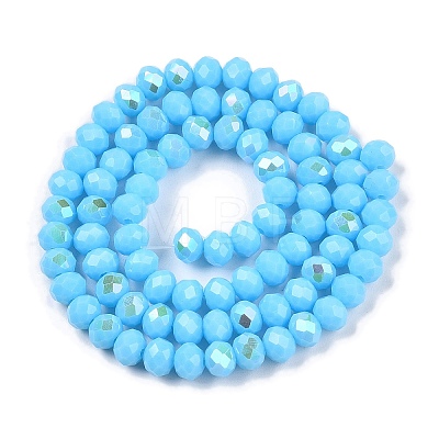 Electroplate Opaque Solid Color Glass Beads Strands EGLA-A044-P6mm-L08-1