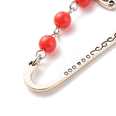 Fairy Charm Drop Alloy Bookmark with Beads for Booklover AJEW-JK00175-1