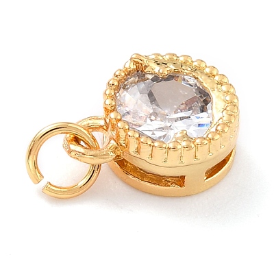 Real 18K Gold Plated Brass Inlaid Cubic Zirconia Charms ZIRC-L100-081G-05-1