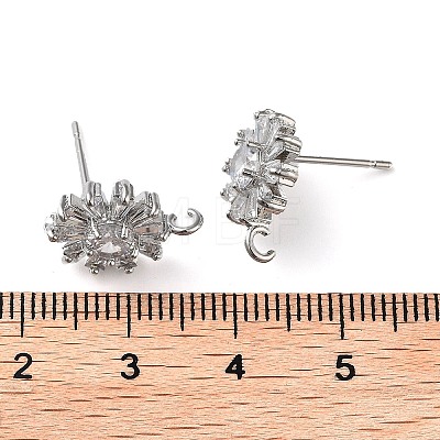 Brass Micro Pave Cubic Zirconia Studs Earring Findings KK-K364-09P-1