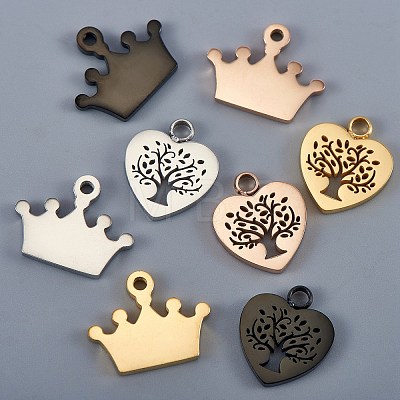 8Pcs 8 Style Vacuum Plating 304 Stainless Steel Charms STAS-SZ0001-69-1