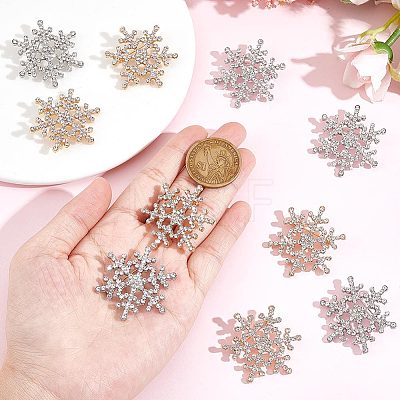 Gorgecraft 10Pcs 2 Colors Crystal Rhinestone Christmas Snowflake Brooch Pin JEWB-GF0001-29-1