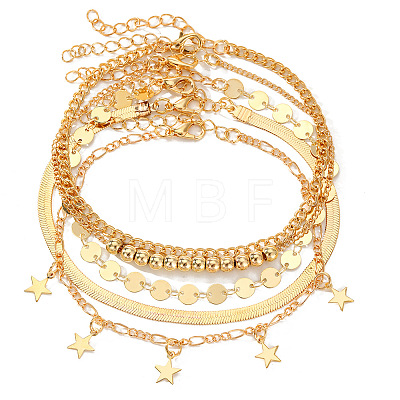 5Pcs Alloy Charm Anklets WG853BB-08-1