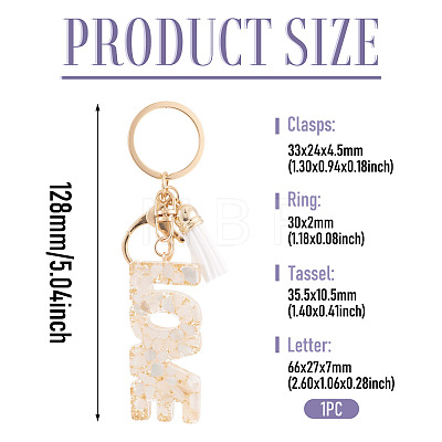 Alloy & Resin Tassel Keychainss AJEW-TADJ0001-20G-03-1