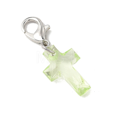 Transparent Acrylic Cross Pendant Decorations HJEW-JM04493-02-1