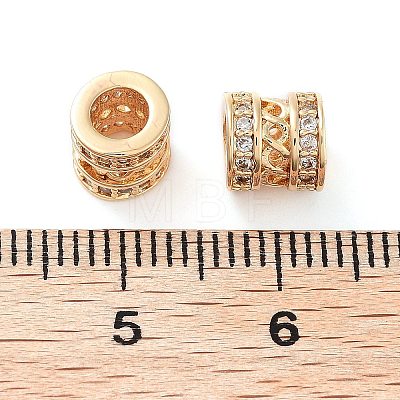 Brass Micro Pave Clear Cubic Zirconia Beads KK-U028-21G-1