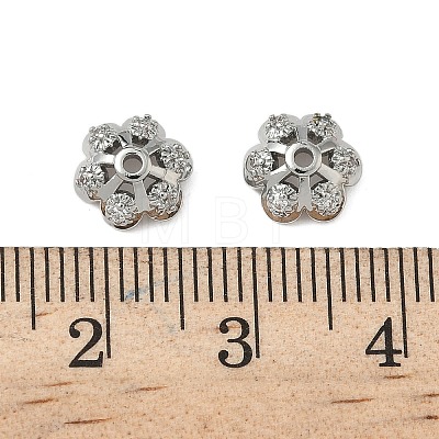 Brass Micro Pave Clear Cubic Zirconia Bead Caps KK-S350-10P-1