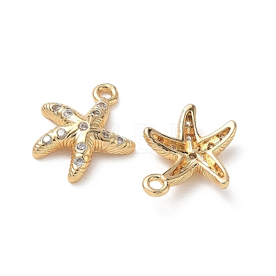 Brass Micro Pave Clear Cubic Zirconia Charms KK-P355-01E-G-1