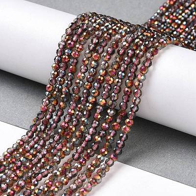 Transparent Electroplate Glass Beads Strands GLAA-H021-01B-HP05-1