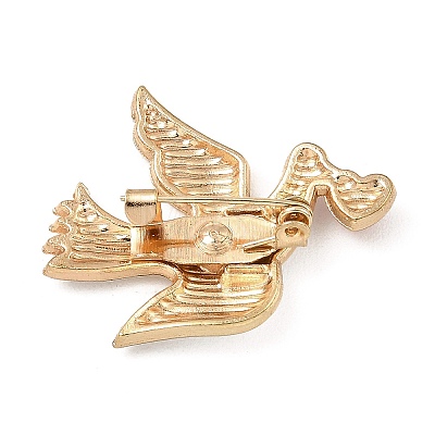Bird & Love Heart Alloy Enamel Brooches JEWB-K017-04KCG-1