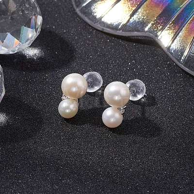 Natural Pearl Ear Studs EJEW-P286-24P-1