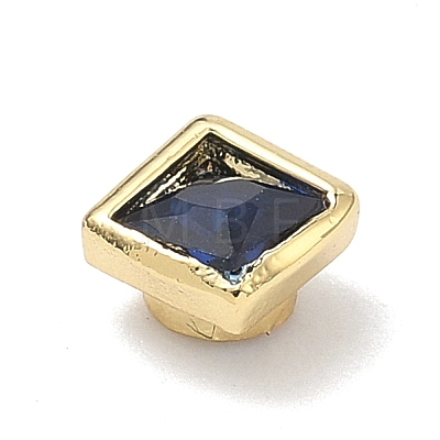 Square Brass Micro Pave Cubic Zirconia Cabochons KK-P345-13G-E09-1