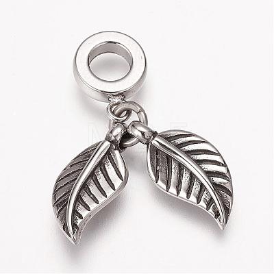 304 Stainless Steel European Dangle Charms OPDL-K001-01AS-1