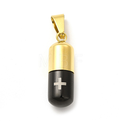 Ion Plating(IP) 304 Stainless Steel Openable Capsule Pill Box Pendants STAS-E184-01-1