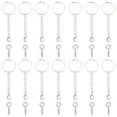 30Pcs 304 Stainless Steel Keychains KEYC-BBC0001-23-1