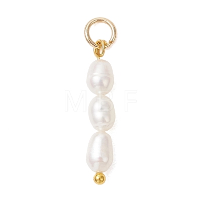 3Pcs 3 Styles Natural Cultured Freshwater Pearl Beaded Pendants PALLOY-JF05093-1