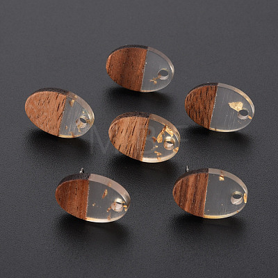Two Tone Resin & Walnut Wood Stud Earring Findings MAK-N032-030-1