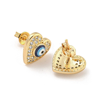 Evil Eye Real 18K Gold Plated Brass Stud Earrings EJEW-L269-087G-03-1