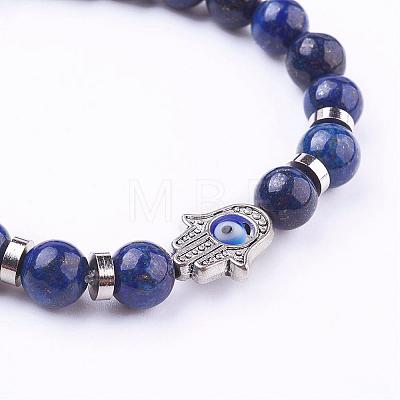 Natural Lapis Lazuli(Dyed) Stretch Bracelets BJEW-JB03146-03-1