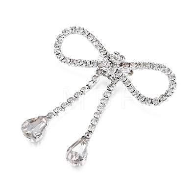 Crystal Rhinestone Bowknot Lapel Pin JEWB-T002-01S-1