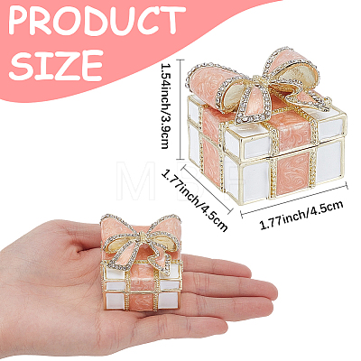 Square Bowknot Alloy Enamel with Crystal Rhinestone Jewelry Magnetic Storage Boxes CON-SP0001-32A-1