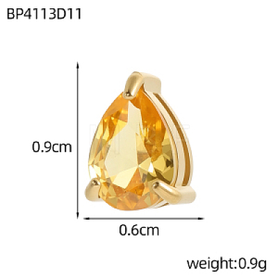 Brass Cubic Zirconia Slide Charms STAS-OY016-04G-1