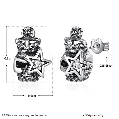 Thai 925 Sterling Silver Stud Earrings EJEW-BB30888-1