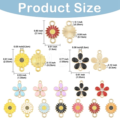 36Pcs 8 Styles Zinc Alloy Enamel Links Connectors ENAM-YW0008-48-1