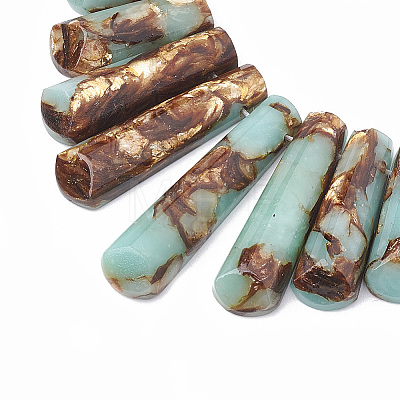 Assembled Bronzite and Synthetic Aqua Terra Jasper Beads Strands X-G-S326-005-1