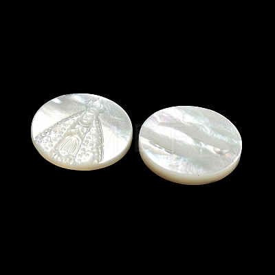 Carved Natural White Shell Cabochons SSHEL-N038-06B-02-1